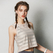 Load image into Gallery viewer, Women Fitness Yoga Shirts Sleeveless Sexy Mesh Stripe Gym Sports Vest Workout Running Tank Tops Quick Dry Top Sportswear