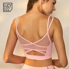Load image into Gallery viewer, Lucylizz Mesh Breathable Yoga Bra Tops Fitness Women Shockproof Sports Bra Workout Running Sportswear Underwear Sexy Sport Bra