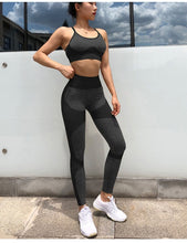 Load image into Gallery viewer, 2 Pieces Energy Seamless Sleeveless Yoga Set For Women Sports Bra+ Workout Leggings Breathable Fitness Sport Suit Gym Clothing