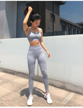 Load image into Gallery viewer, 2 Pieces Energy Seamless Sleeveless Yoga Set For Women Sports Bra+ Workout Leggings Breathable Fitness Sport Suit Gym Clothing