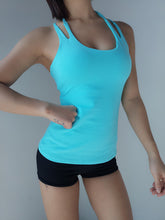 Load image into Gallery viewer, Tank top Sexy sports yoga vest running fitness vest Pula fast dry clothes fixed shock blue t shirt with bra p095