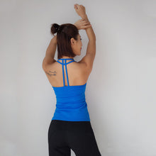 Load image into Gallery viewer, Tank top Sexy sports yoga vest running fitness vest Pula fast dry clothes fixed shock blue t shirt with bra p095