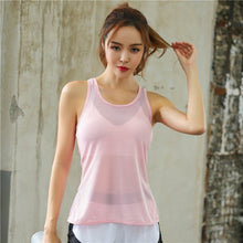 Load image into Gallery viewer, Women's Racerback Yoga Tank Top Breathable Sleeveless Back Drawstring Tie Up Active Workout Sport Vest Loose Fit Sports Clothes