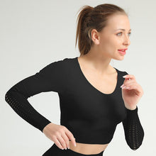 Load image into Gallery viewer, Female Yoga Set Long Sleeve Hollow Tops And High Waist Control Sport Leggings Gym Clothes Seamless Sport Suit Can be alone buy
