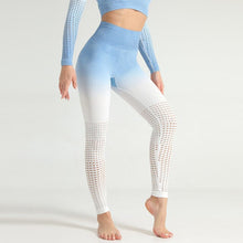 Load image into Gallery viewer, Female Yoga Set Long Sleeve Hollow Tops And High Waist Control Sport Leggings Gym Clothes Seamless Sport Suit Can be alone buy
