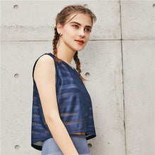 Load image into Gallery viewer, Women Fitness Yoga Shirts Sleeveless Sexy Mesh Stripe Gym Sports Vest Workout Running Tank Tops Quick Dry Top Sportswear

