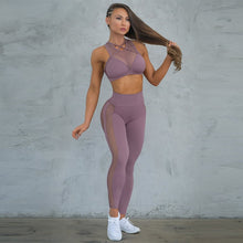 Load image into Gallery viewer, 2 Piece Yoga Set for Women Fitness Gym Clothing Sportswear Mesh Workout Sport Tracksuit Yoga Running Gym Suits Push Up Sport Set

