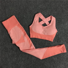 Load image into Gallery viewer, Women Thickness Seamless Yoga Suit Sportswear Fitness Sport Gym Running Set 2 Piece Costume For Yoga Sports Bras+Leggings Sets T
