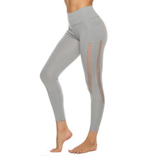 Load image into Gallery viewer, Women's Yoga Pants Lulu Yoga with Side Pockets and Long Mesh Splicing Exercise Yoga Leggings Sport Fitness for Women Ninth pants
